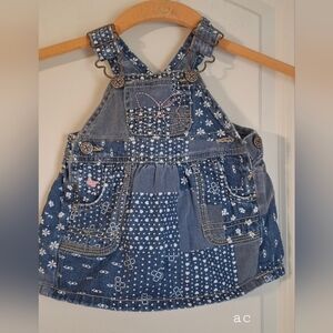 Vintage Oshkosh Denim Patchwork Kids Overalls 3 Months Summer Y2k Floral